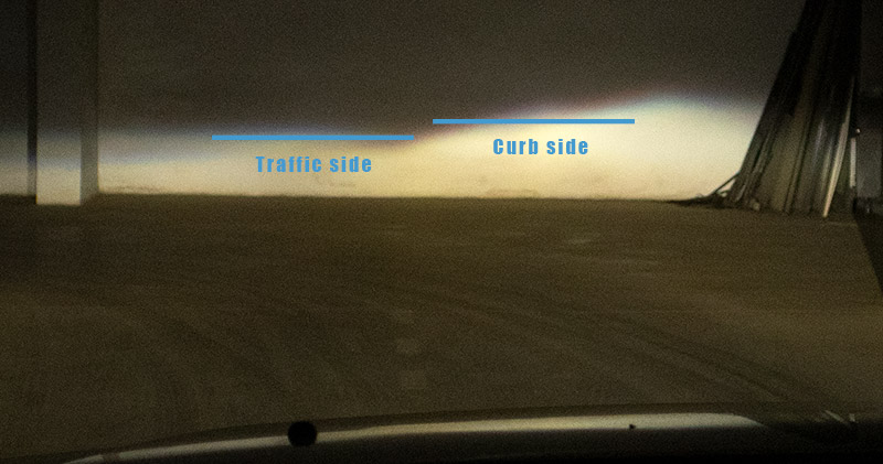 Picture showing the final effect of proper headlight alignment